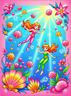 Whimsical Two Mermaids Underwater Garden Rug