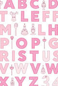 Pink Alphabet And Icons Whimsical Rug