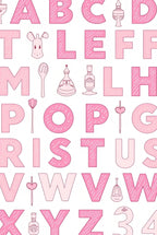Pink Alphabet And Icons Whimsical Rug