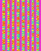 Vibrant Pink Yellow Alphabet Stripes Rug