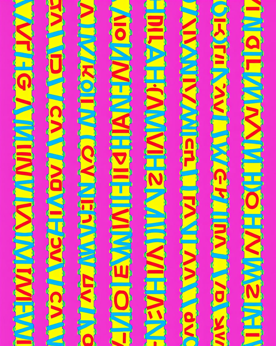 Vibrant Pink Yellow Alphabet Stripes Rug