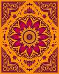 Vibrant Crimson Floral Sunburst Rug