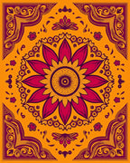 Vibrant Crimson Floral Sunburst Rug