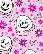 Playful Pink Animated Starburst Character Rug