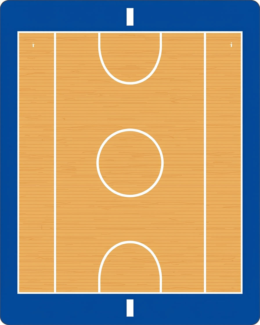 Wooden Blue Court Lines Rug