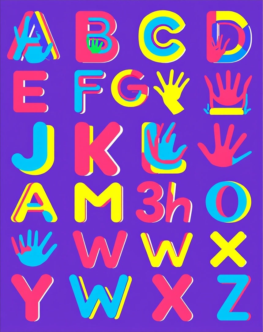 Kid Friendly Alphabet Hand Shapes Rug