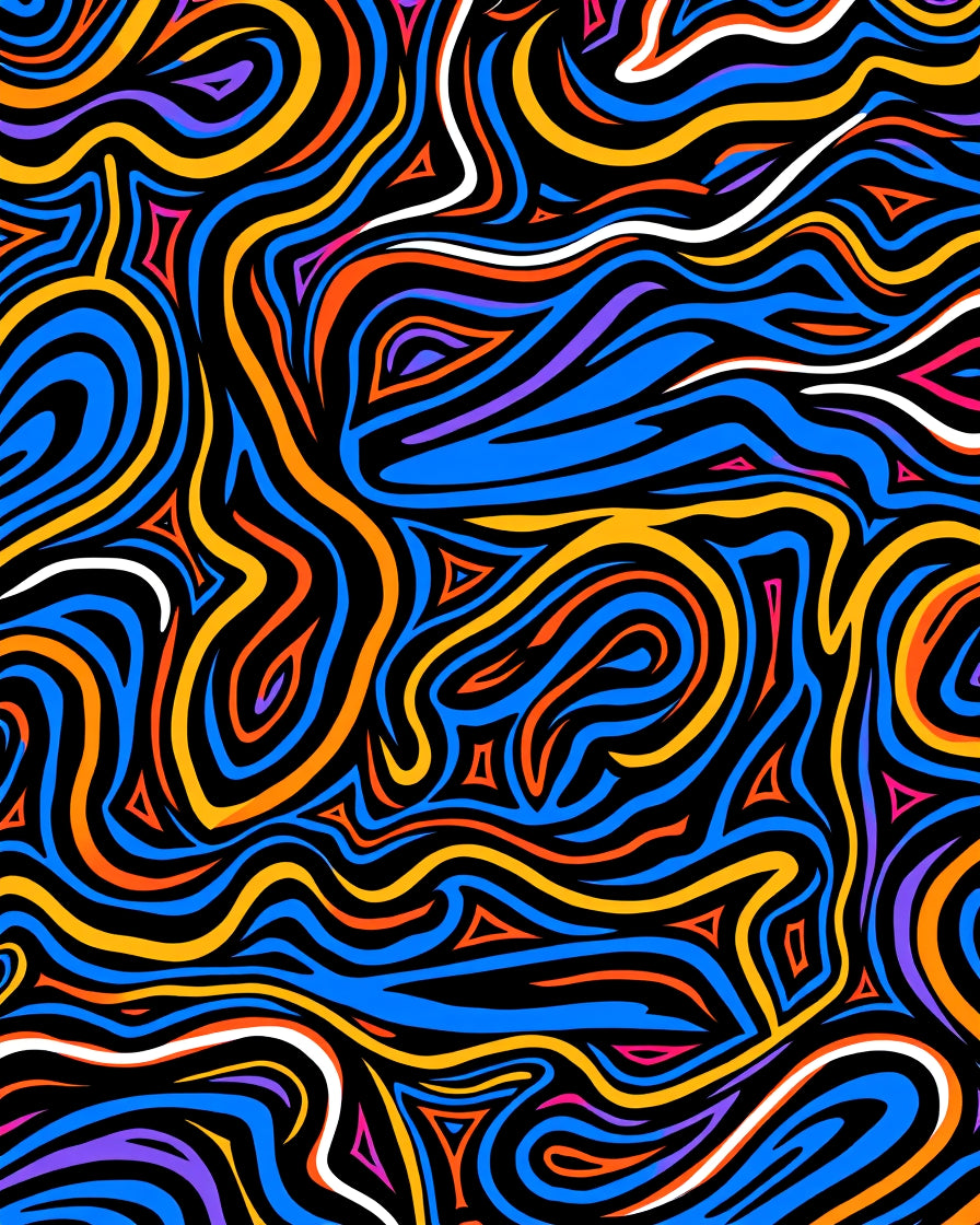 Bold Abstract Swirls With Triangles Rug