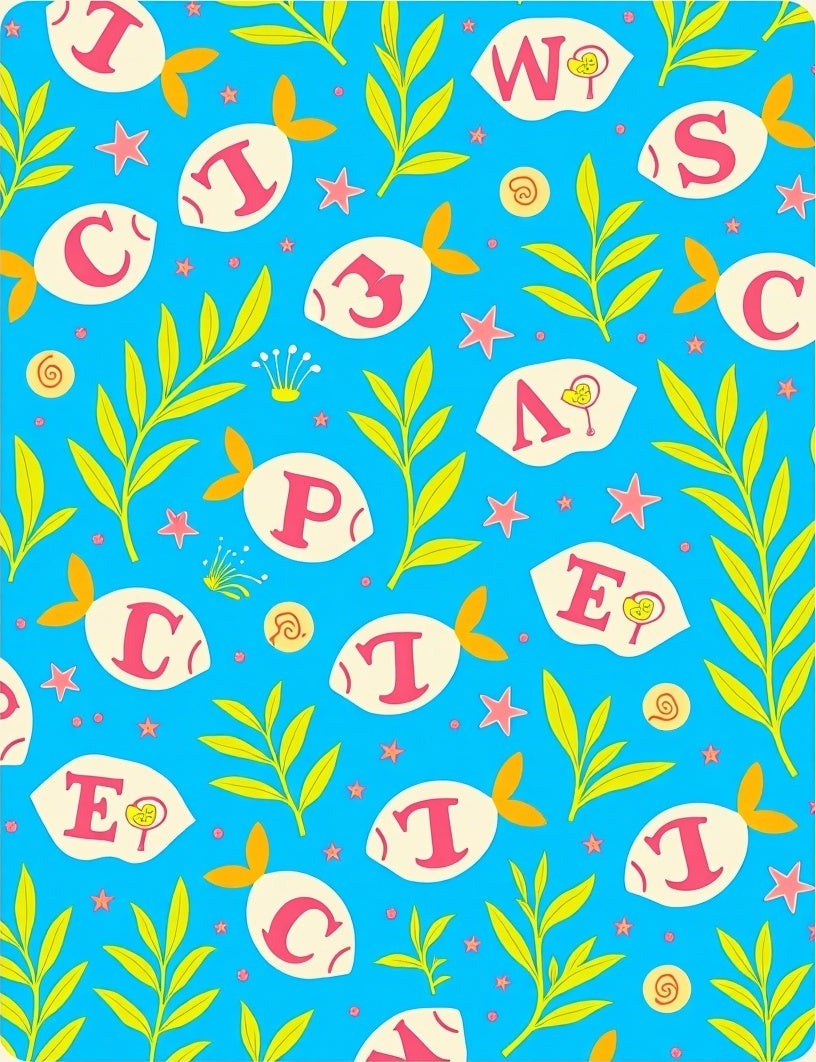 Alphabet Fish Tropical Ocean Whimsy Rug