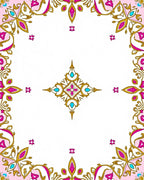 Ornate Pink Gold Teal Medallion Border Rug