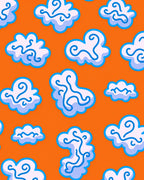 Whimsical Orange Cloud Swirl Rug
