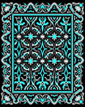 Bold Cyan Geometric Scrollwork Rug