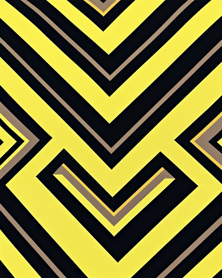 Bold Yellow Black Linear Geometric Rug