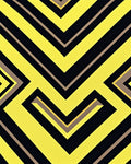 Bold Yellow Black Linear Geometric Rug