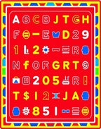 Alphabetical Numeric Bold Primary Colors Rug