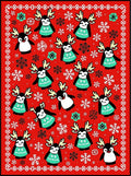 Red Christmas Penguin Snowflakes Rug