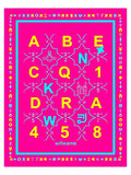 Alphabetical Bold Geometric Pink Teal Rug