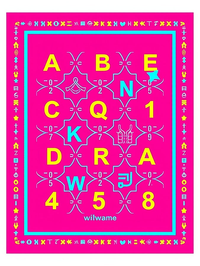 Alphabetical Bold Geometric Pink Teal Rug