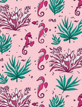 Pink Seahorse Teal Coral Reef Rug