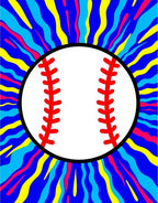 Vibrant Blue Baseball Burst Rug