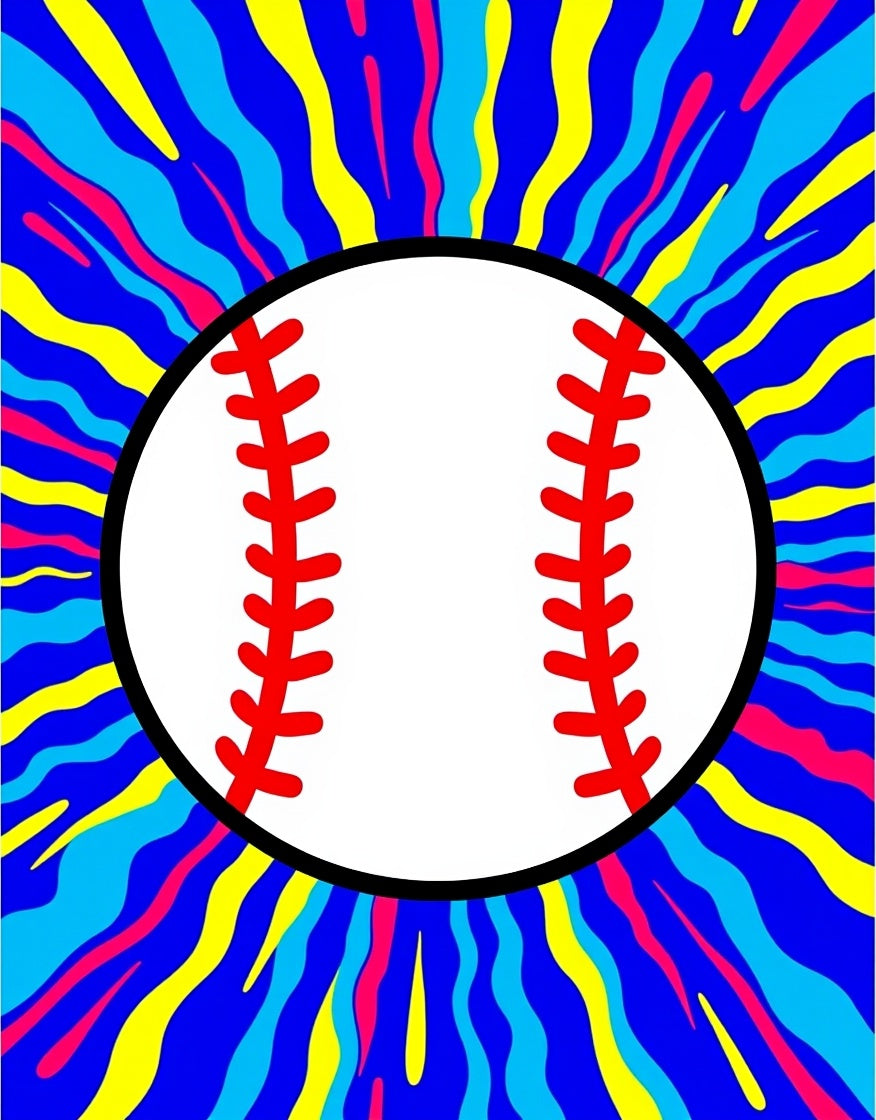 Vibrant Blue Baseball Burst Rug
