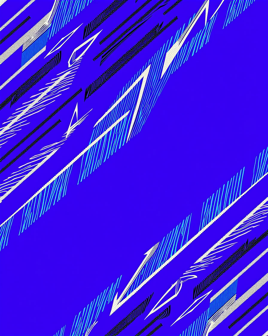 Sharp Blue White Geometric Strokes Rug