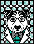Dapper Dog Black Glasses Turquoise Plaid Rug
