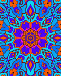 Vibrant Orange Blue Medallion Swirl Rug