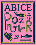 Pink Navy Yellow Nautical Alphabet Rug