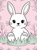Cute White Bunny In Pink Garden Rug