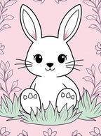 Cute White Bunny In Pink Garden Rug