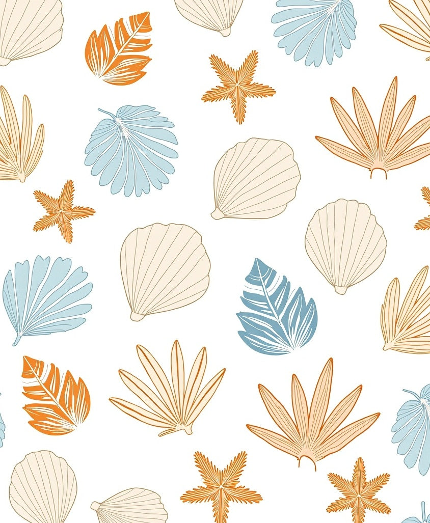 Coastal Seashell Starfish Fan Leaf Rug