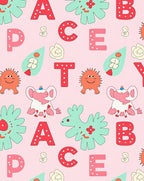 Cute Alphabet Characters Pink Background Rug