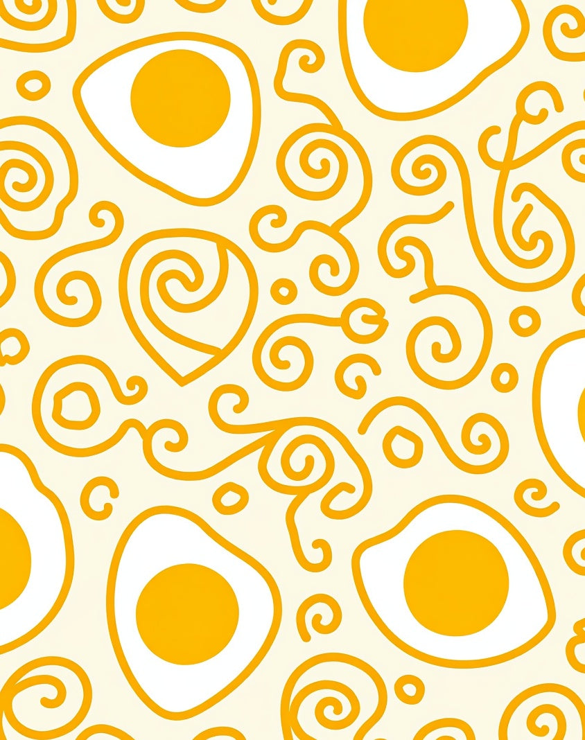 Sunny Yellow Fried Egg Swirls Rug