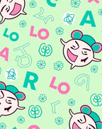 Pink Green Whimsical Character Alphabet Rug