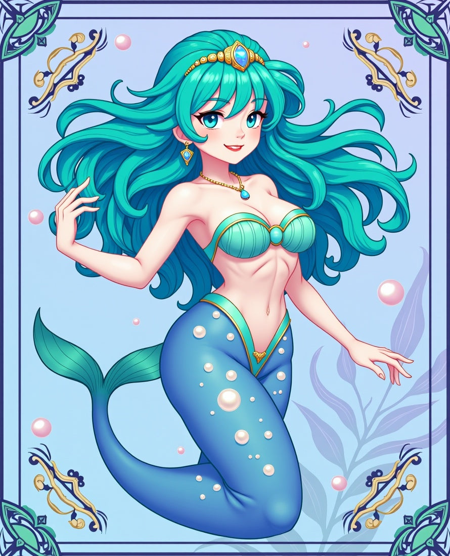 Aqua Mermaid Pearl Ocean Jewel Rug