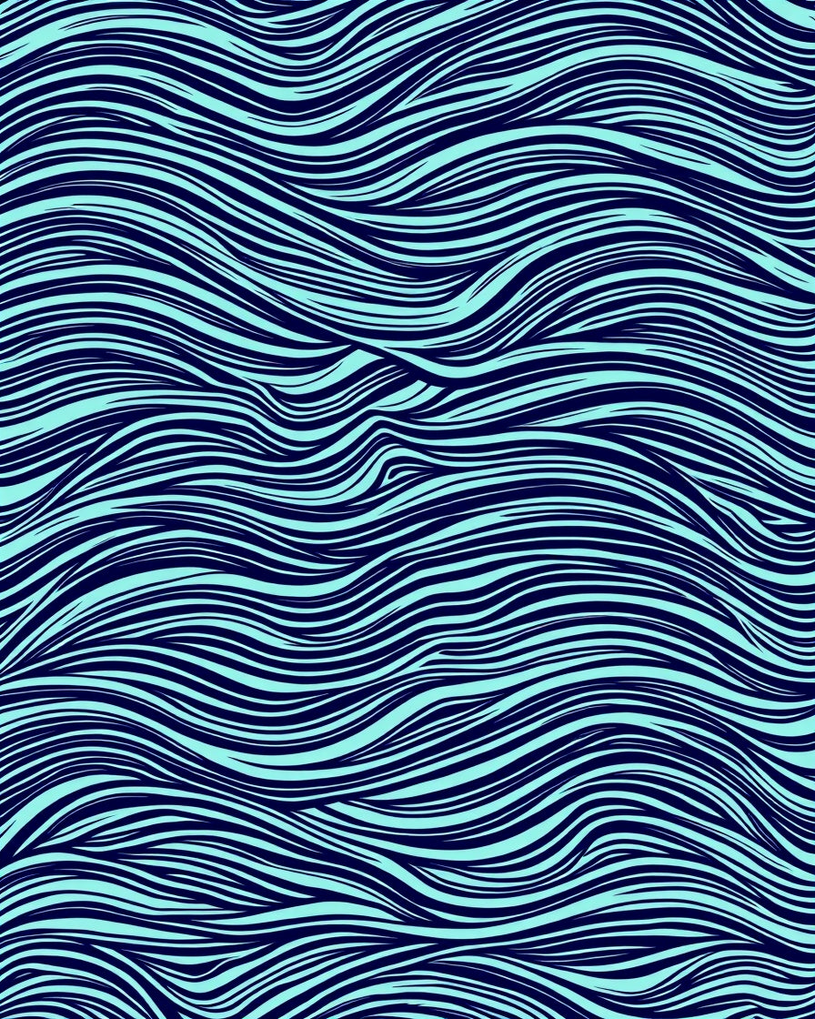 Navy And Aqua Abstract Waves Rug