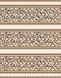 Cream and Brown Ornate Calligraphy Strips Rug