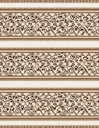 Cream and Brown Ornate Calligraphy Strips Rug