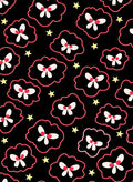 Black Pink Outline Butterfly Star Rug