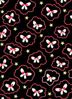 Black Pink Outline Butterfly Star Rug