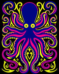 Vibrant Blue Pink Yellow Octopus Swirls Rug