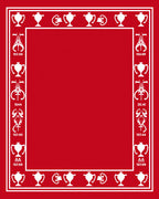 Red Trophy Border Statement Rug