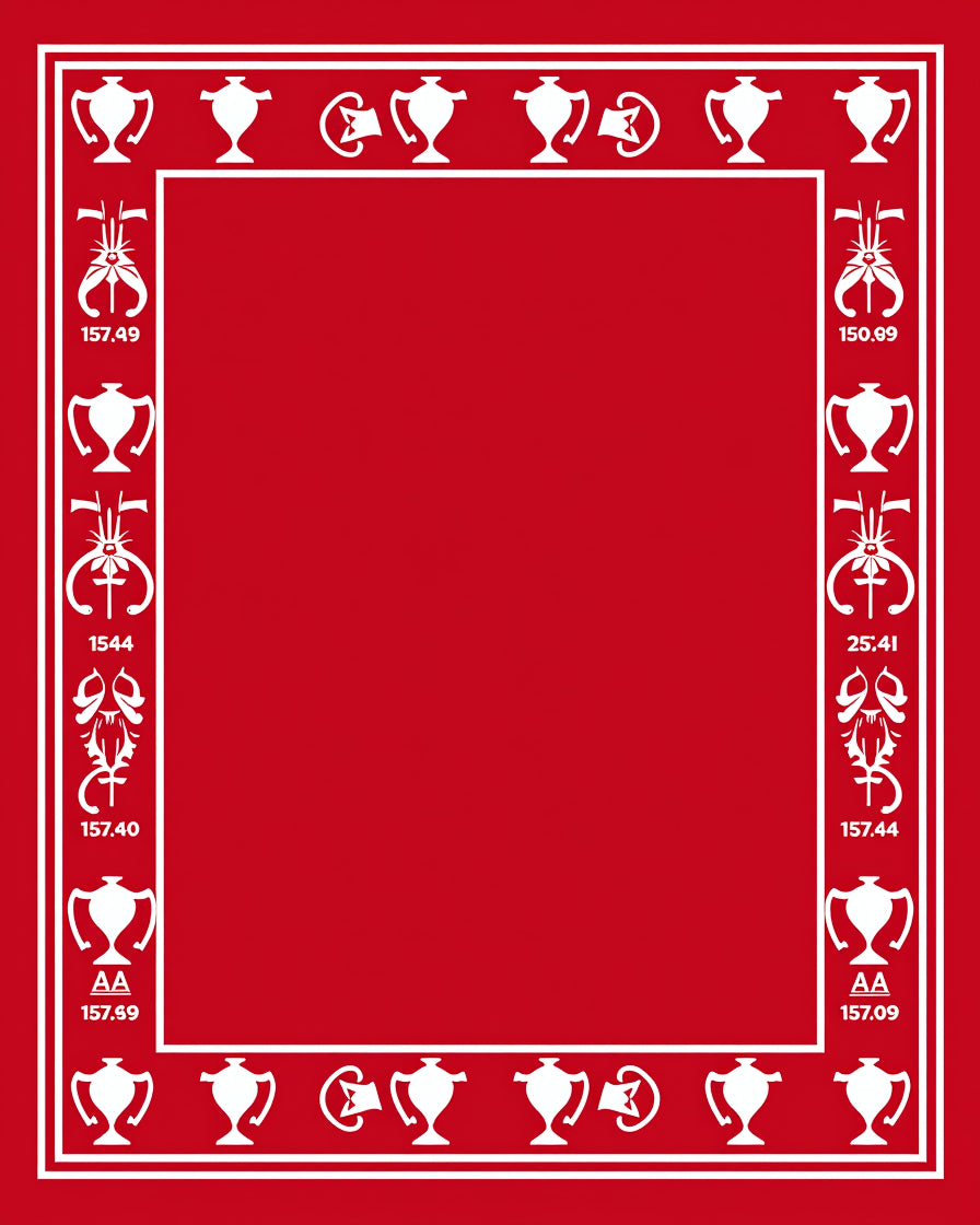Red Trophy Border Statement Rug