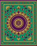 Purple Gold Floral Medallion Emerald Rug