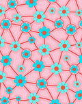 Retro Pink Teal Floral Network Rug