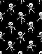 Whimsical White Skeleton Dance Black Rug