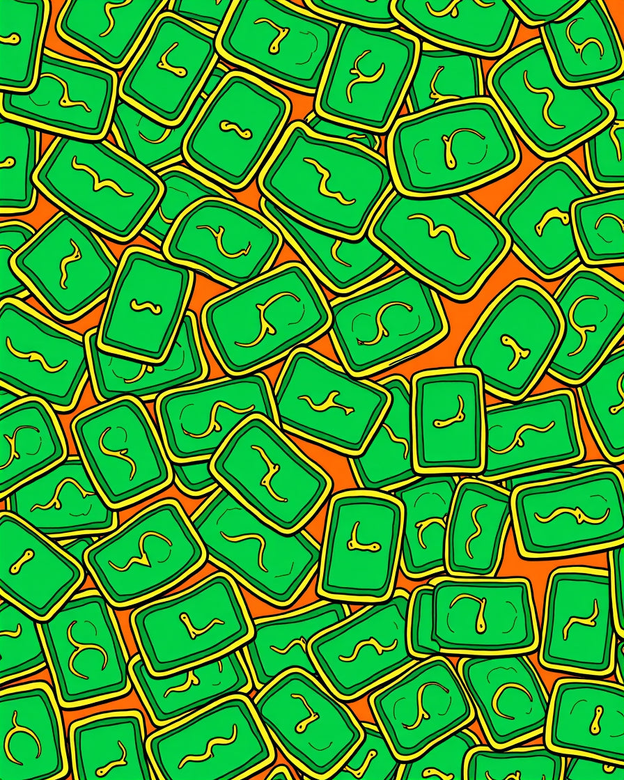 Bright Green Yellow Rectangle Symbols Rug