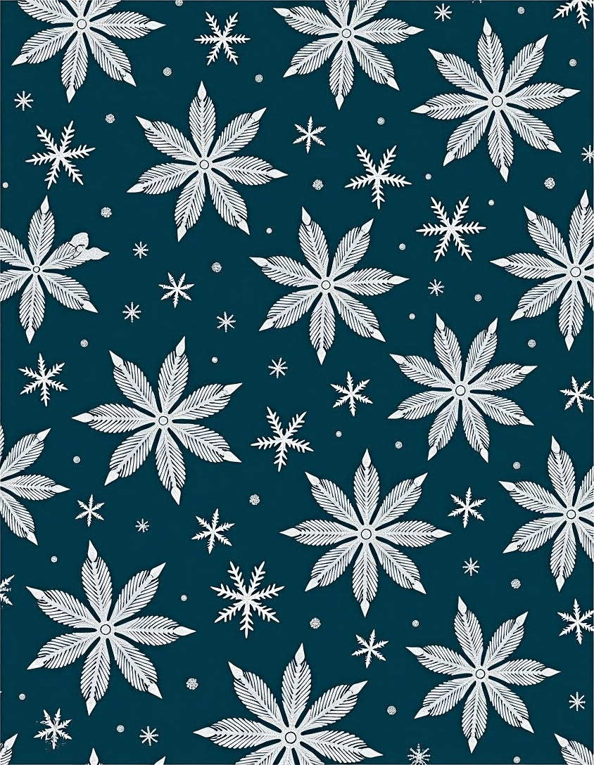 White Snowflake Winter Night Rug