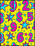 Bold Pink Blue Numbers Stars Rug