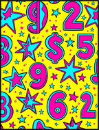 Bold Pink Blue Numbers Stars Rug